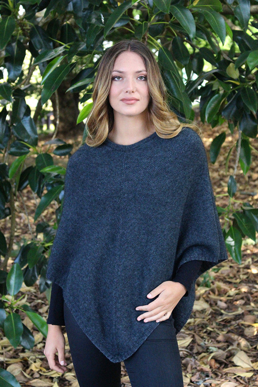 Lothlorian New Zealand Possum & Merino Plain Poncho - Various Colours