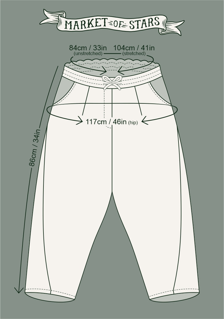 Market Of Stars - ‘Make A Wish’ Linen Bamboo Cropped Boho Artist Pant - Wishbone Dandelion - LAST PAIR