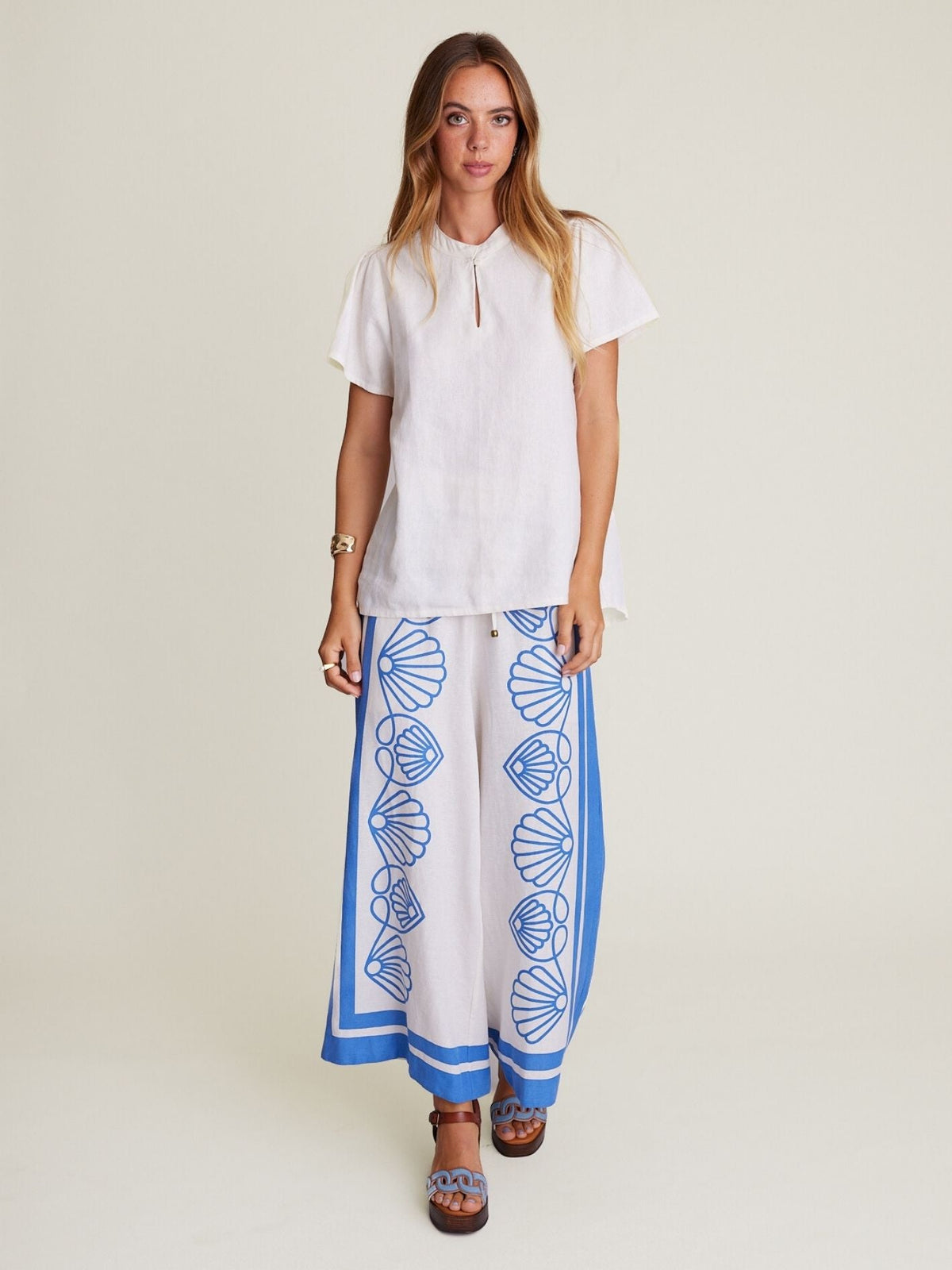 State Of Embrace Open Neck Blouse - Alabaster