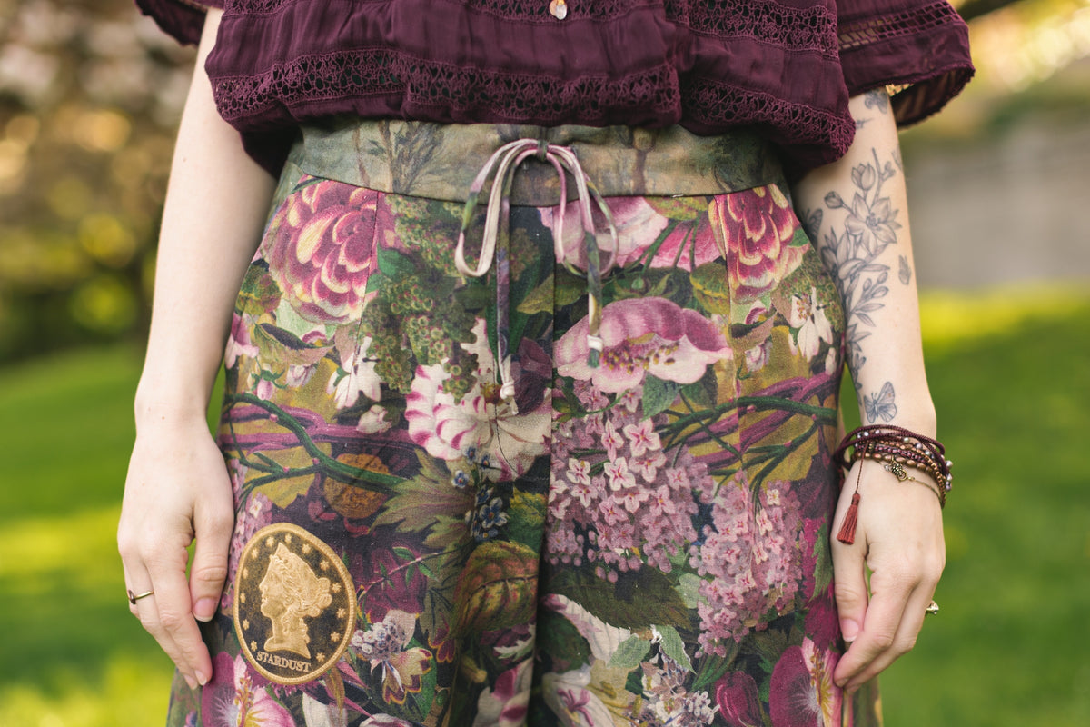 Market Of Stars - ‘Make A Wish’ Linen Bamboo Cropped Boho Artist Pant - Wishbone Dandelion - LAST PAIR