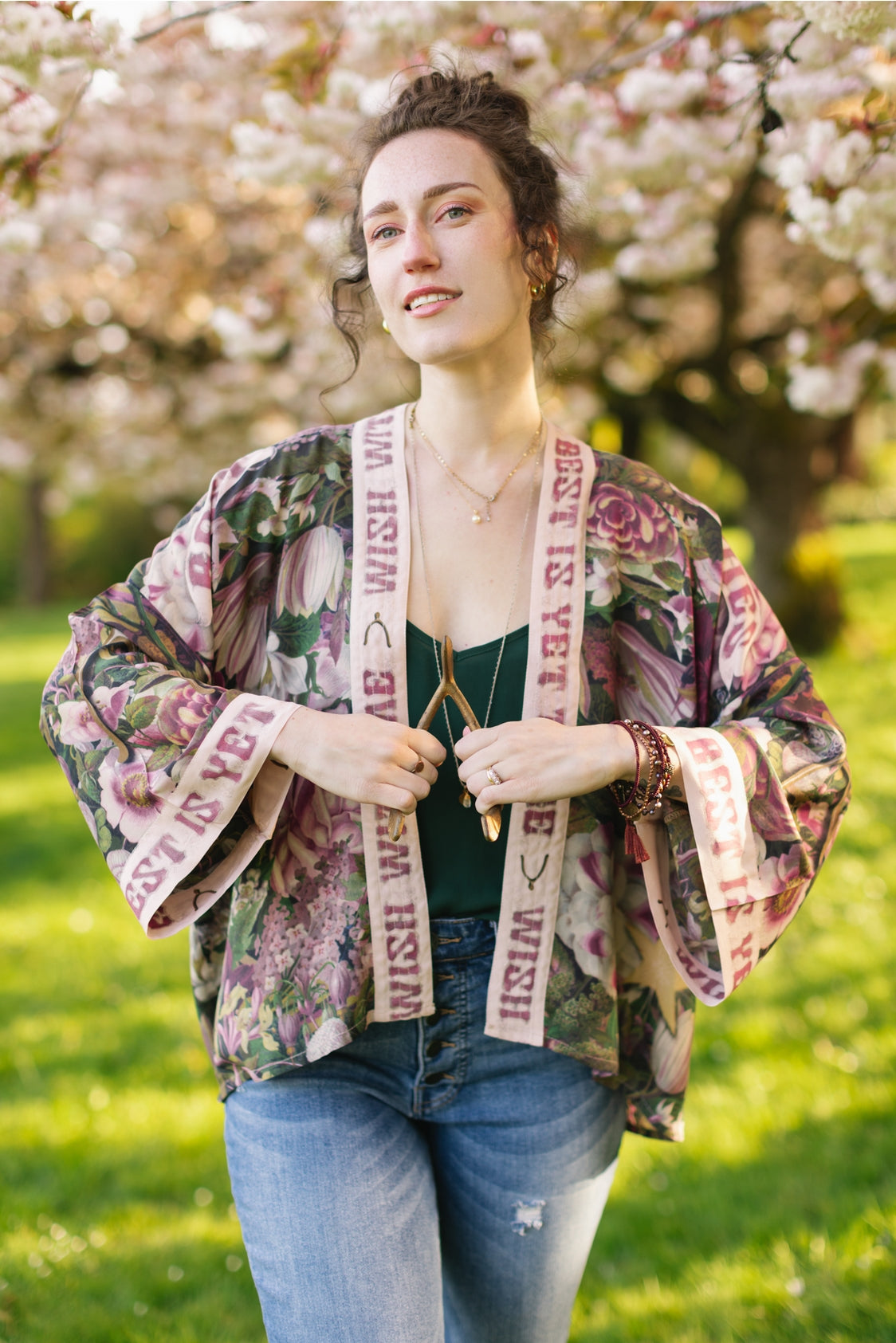 ‘Make A Wish’ Pixie Duster Cropped Kimono W Wishbone Dandelion