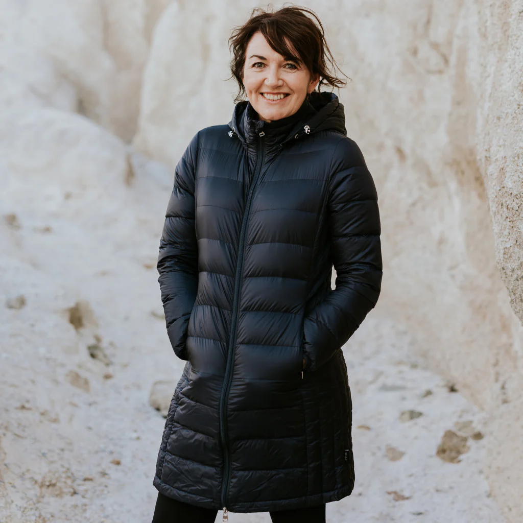 MOKE ‘Sarah’ Women’s 90/10 Down Long Packable Coat Jacket Black LAST  ONE Size XS