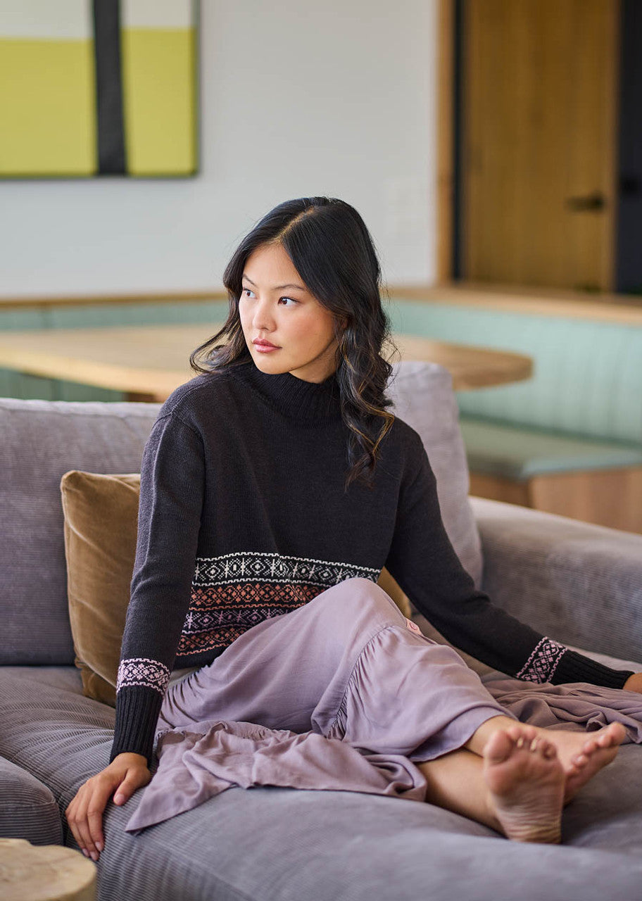 UIMI ‘Aspen’ Nordic Pattern Australian Merino Jumper - Liquorice - LAST ONE - Size M