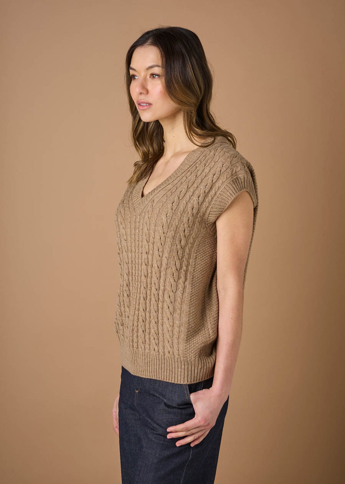 UIMI - ‘Frida’ Australian Merino Vest - Cashew - LAST ONE - Size XL