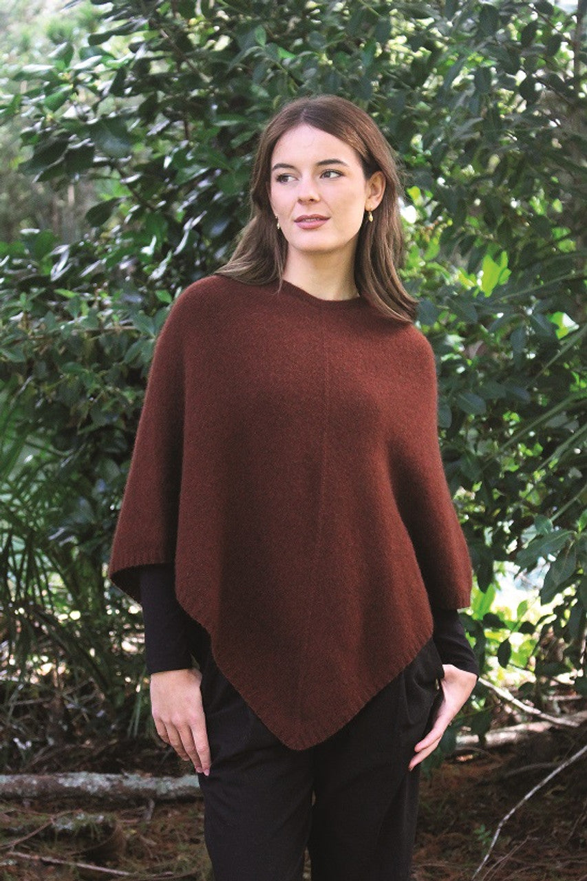 Lothlorian New Zealand Possum & Merino Plain Poncho - Various Colours