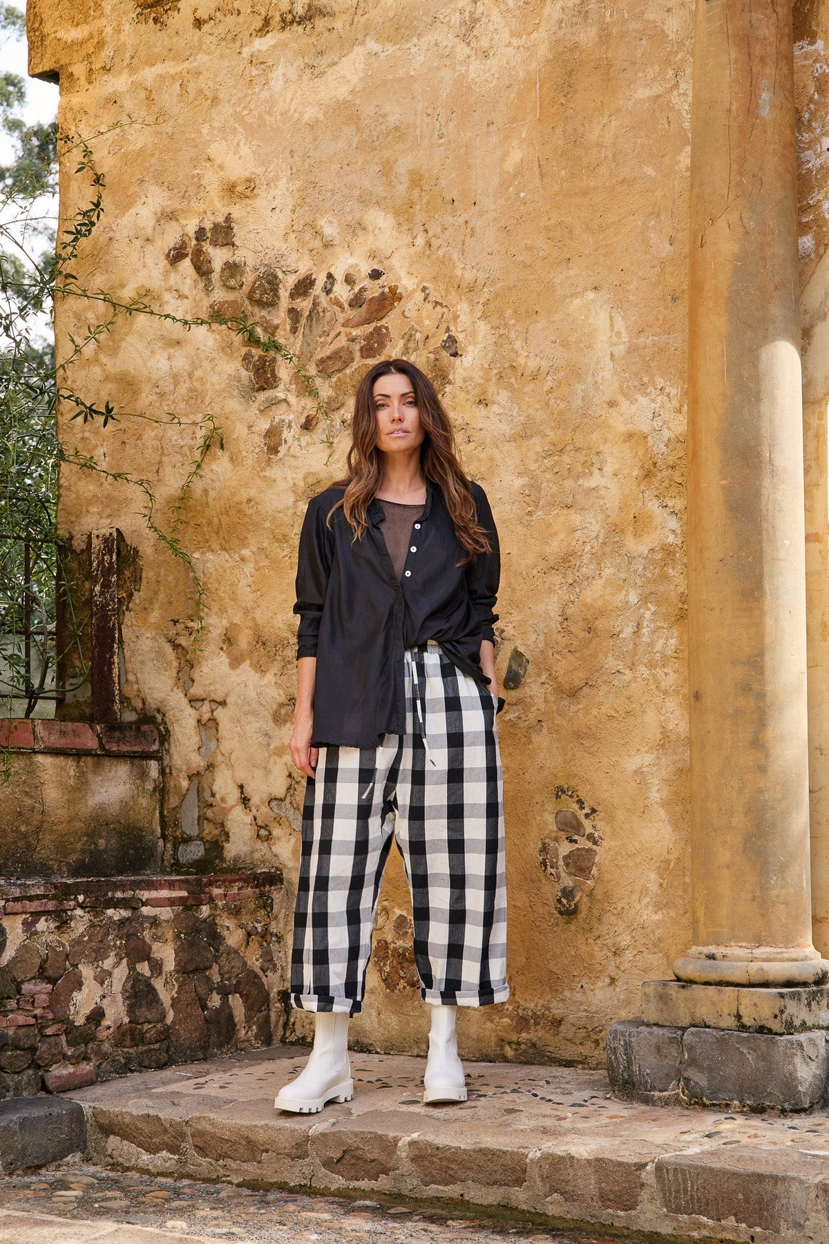 Meg By Design - Darcy Cotton Canvas Pant - Monochrome Check