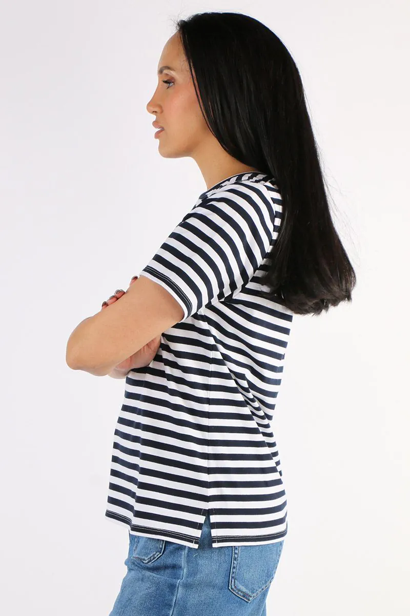 JUMP Clothing - Stripe S/S Tee - Navy/White