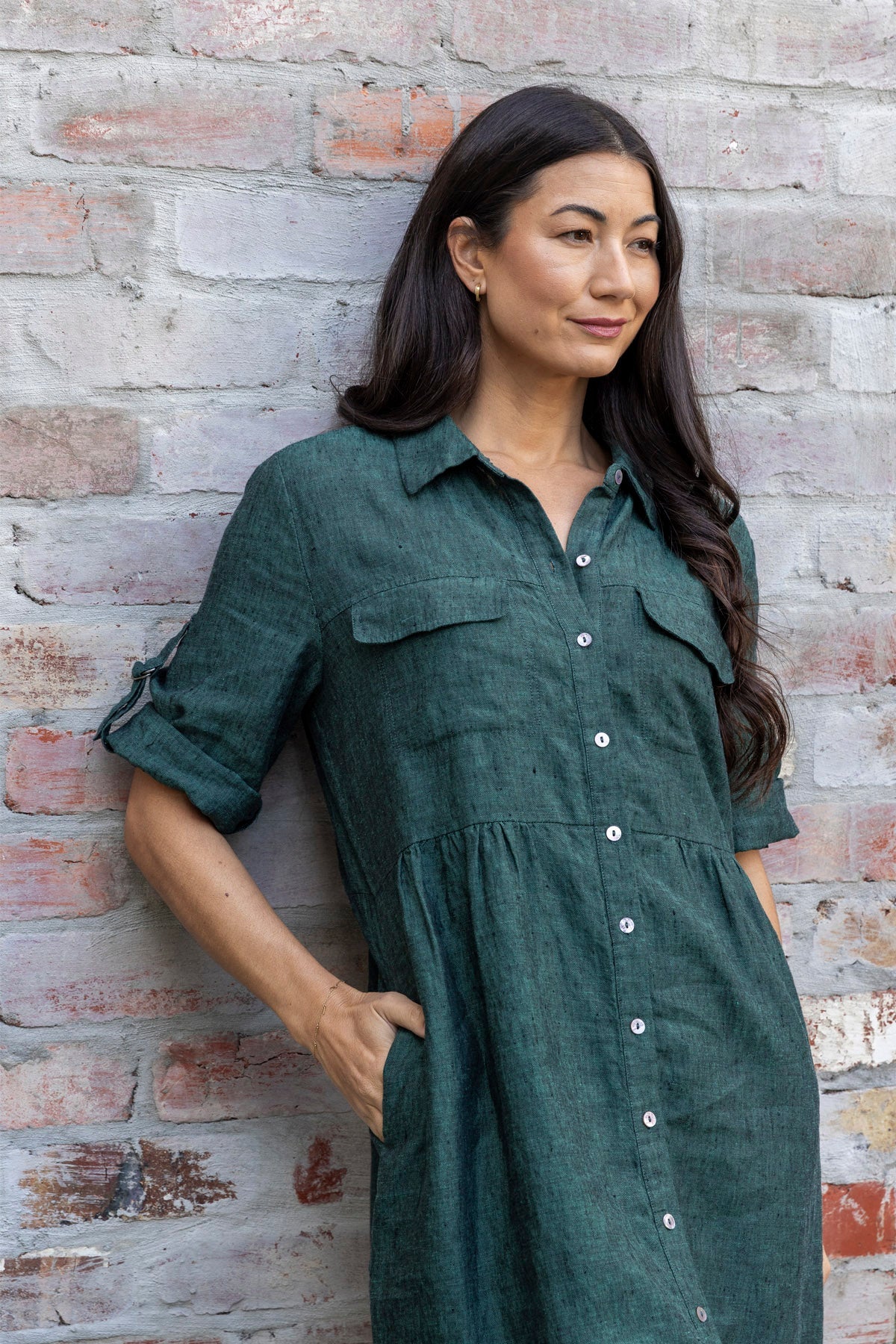 JUMP Clothing - D-Ring Sleeve Dress - Pine