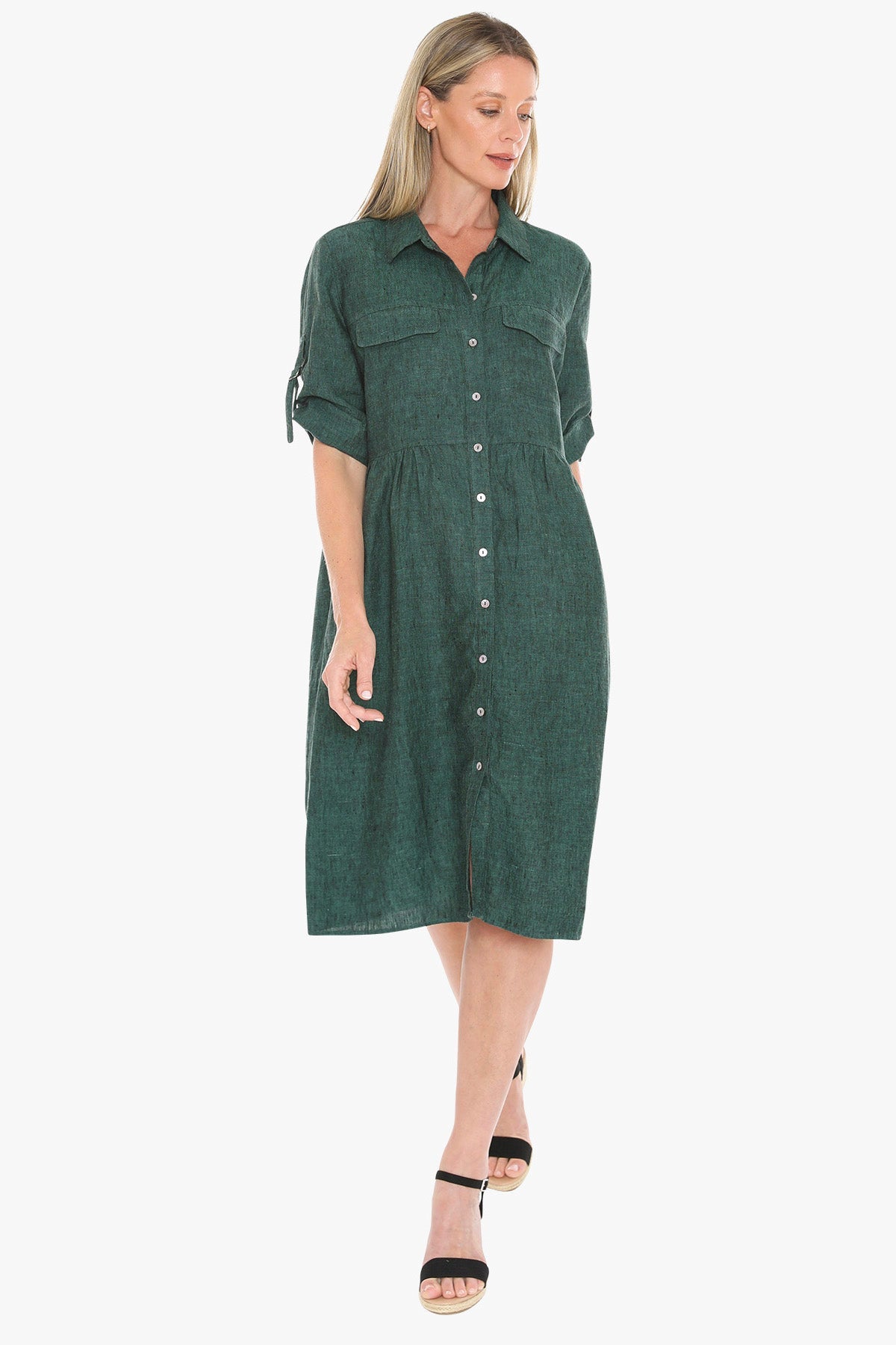JUMP Clothing - D-Ring Sleeve Dress - Pine
