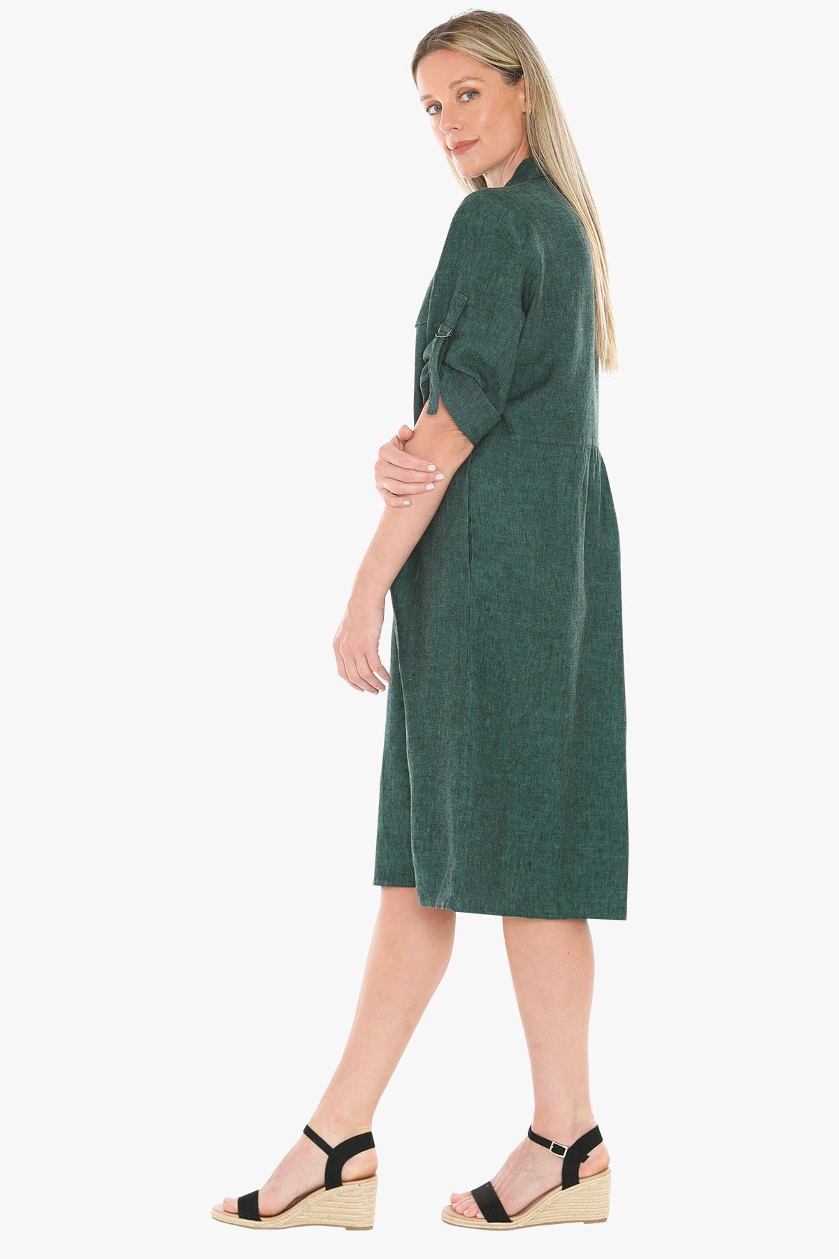 JUMP Clothing - D-Ring Sleeve Dress - Pine