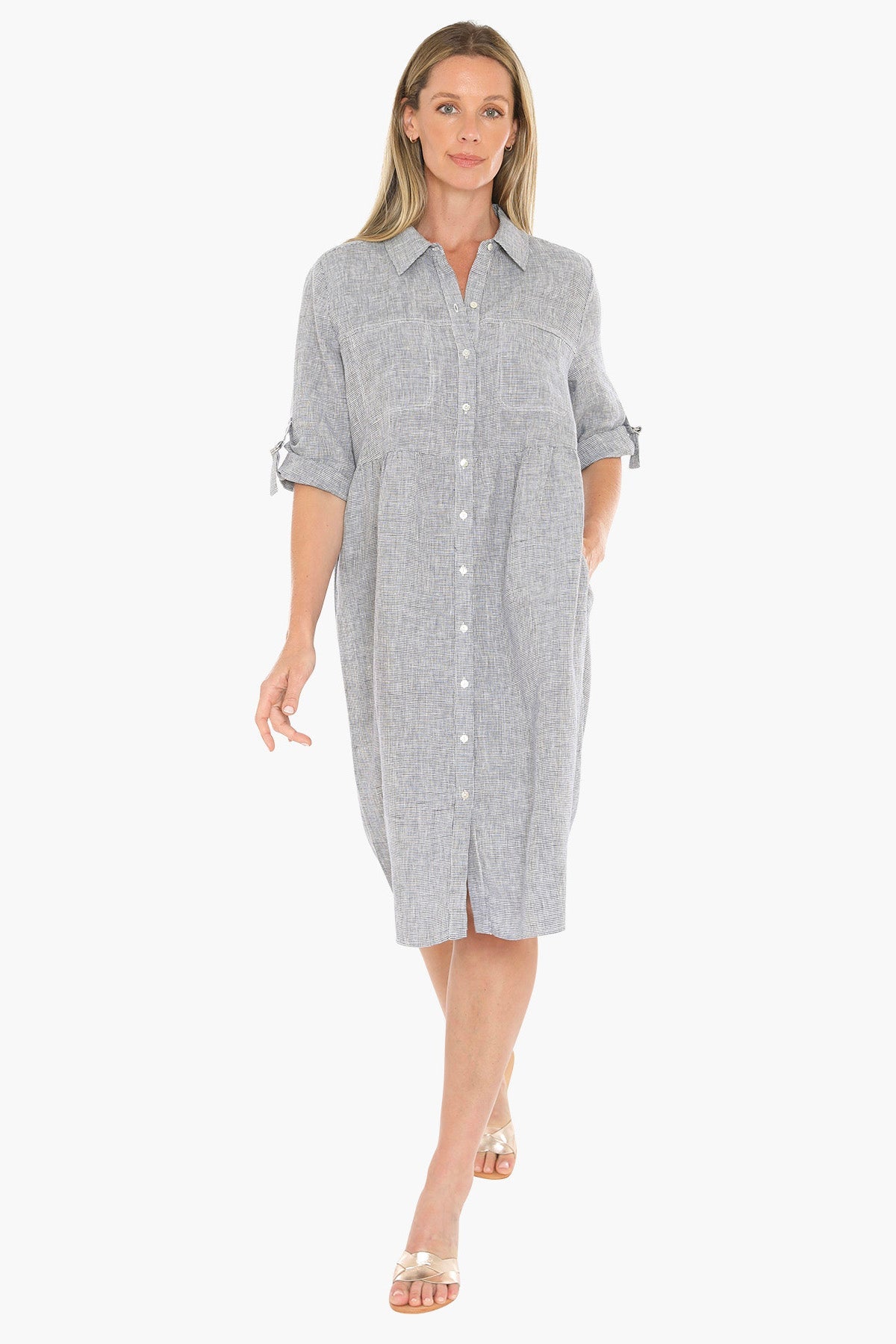JUMP Clothing - Mini Check Shirt Dress - Night /White