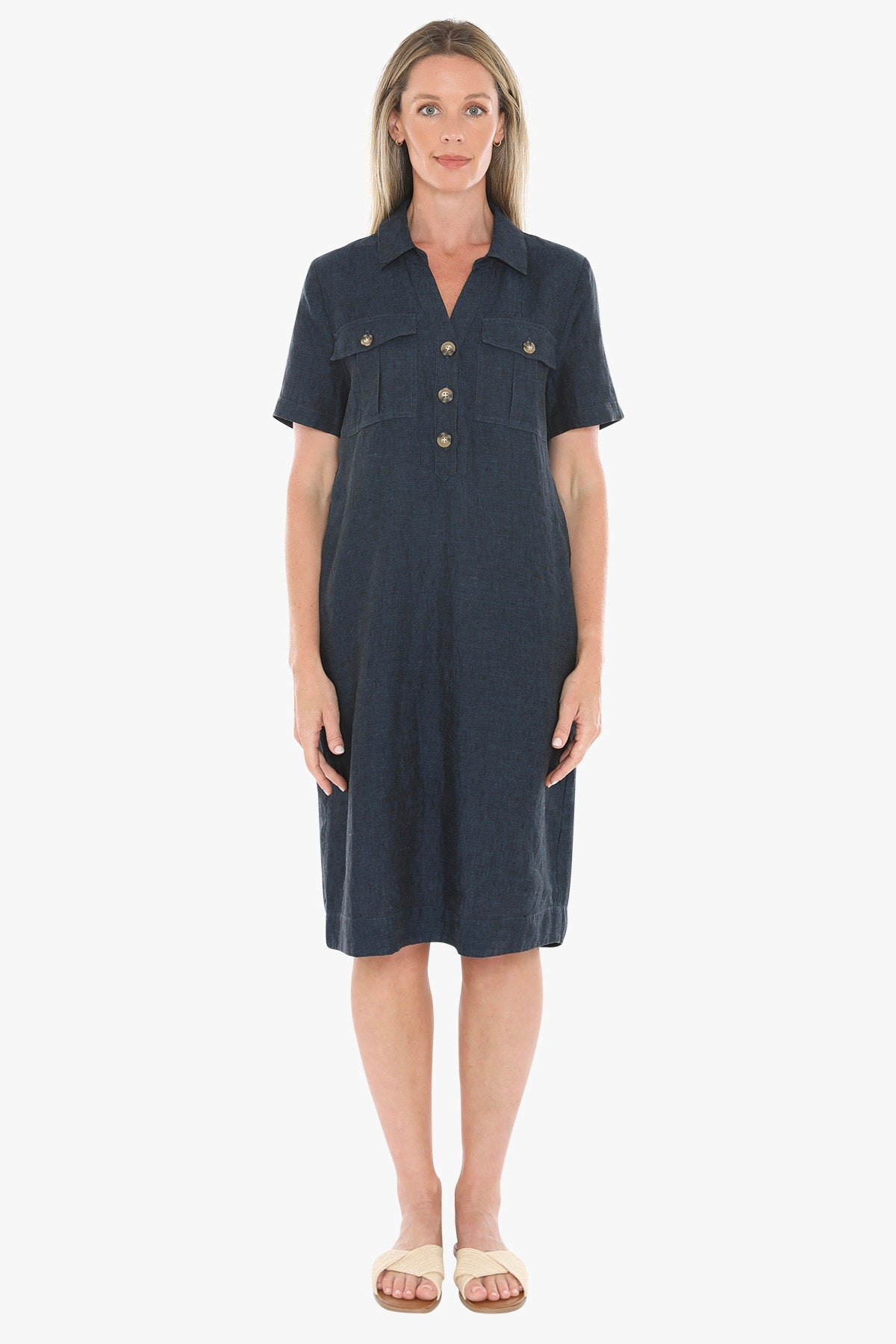 JUMP Clothing - Pocket Linen Dress - Steel