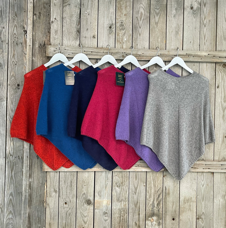 Lothlorian New Zealand Possum & Merino Plain Poncho - Various Colours