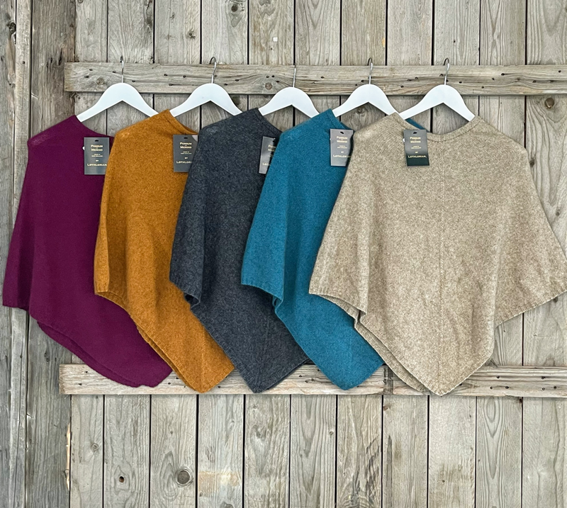 Lothlorian New Zealand Possum & Merino Plain Poncho - Various Colours