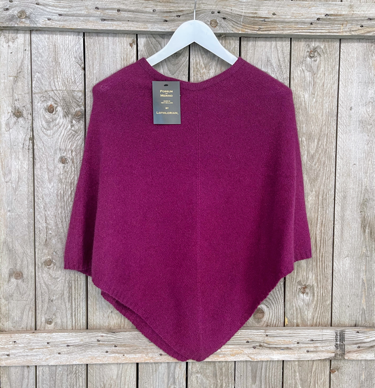 Lothlorian New Zealand Possum & Merino Plain Poncho - Various Colours