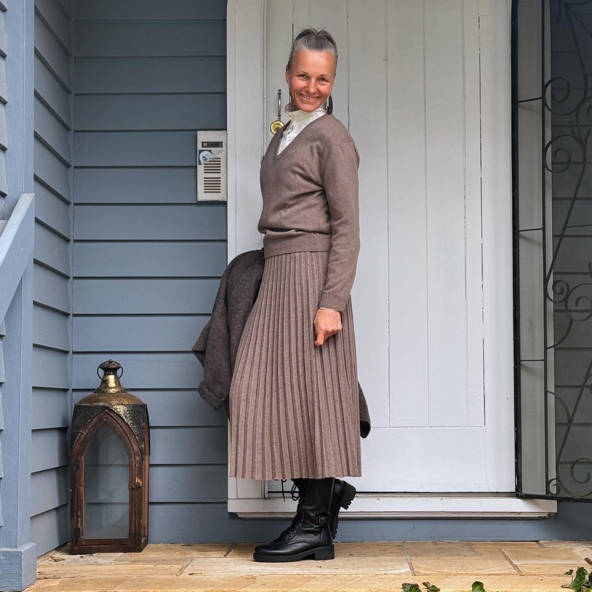 Italian ‘Rehana’ Cashmere Merino Mix Pleated Skirt - Various Colours