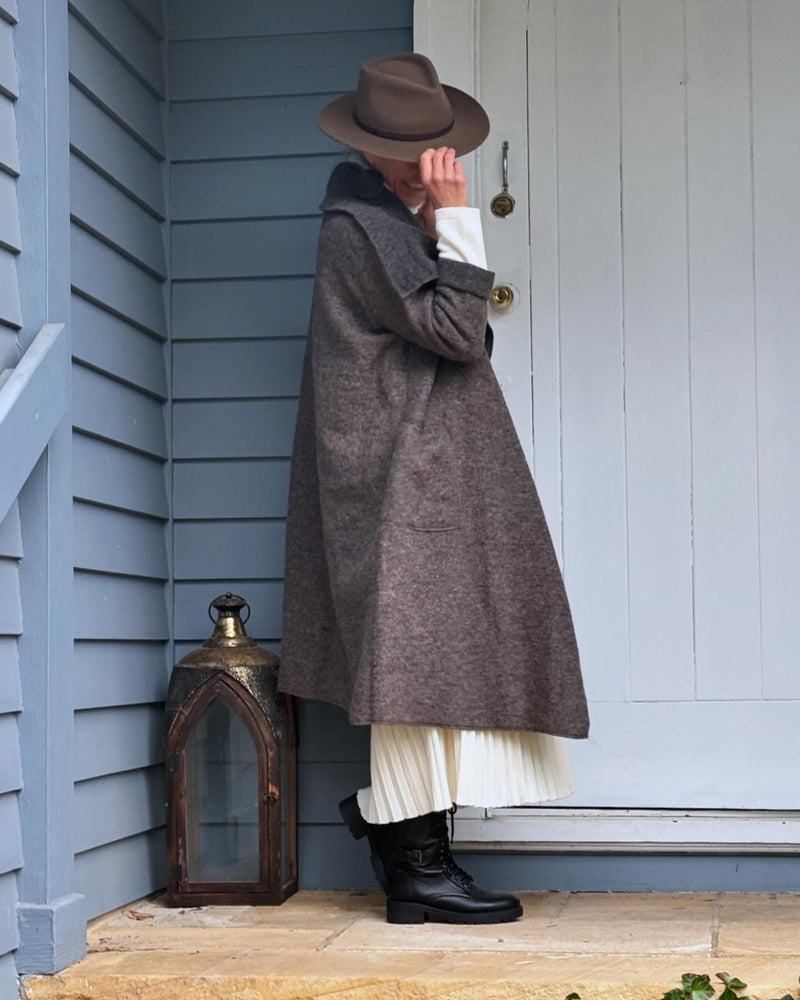 Ecolena Italian 80% Boiled Wool Long Coat - One Size Fits 10-18 - Various Colours