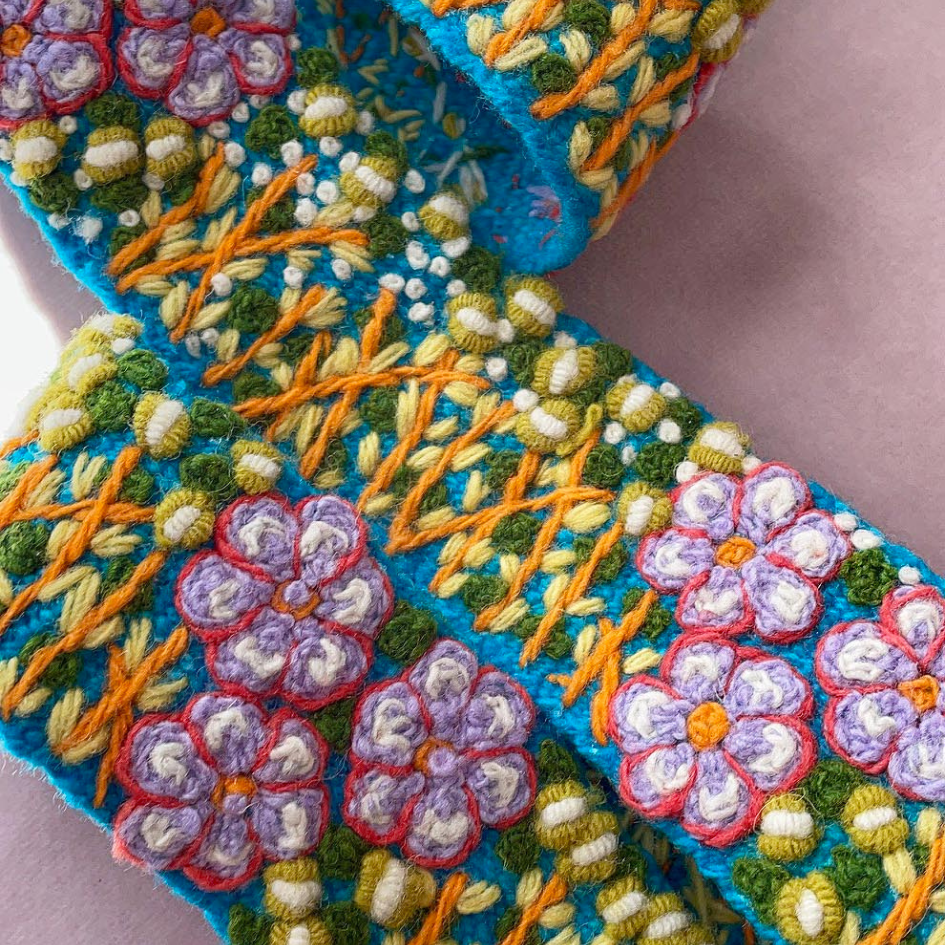Jenny Krauss - Hand Embroidered Wool Belt - Windswept