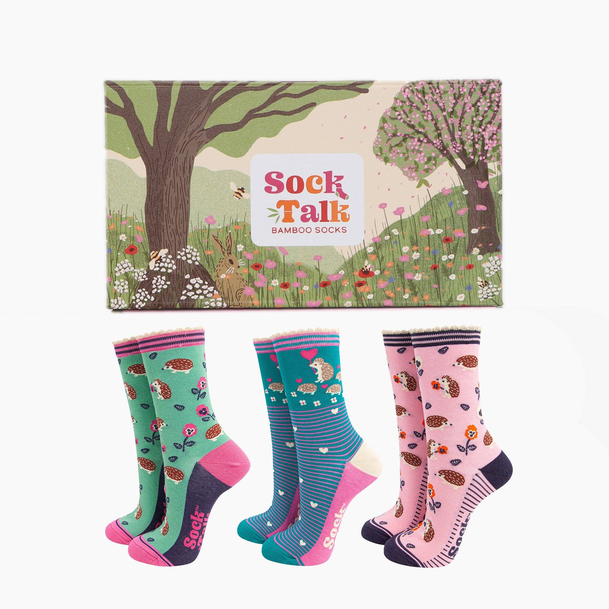 Women's Bamboo Socks Gift Box - Hedgehogs