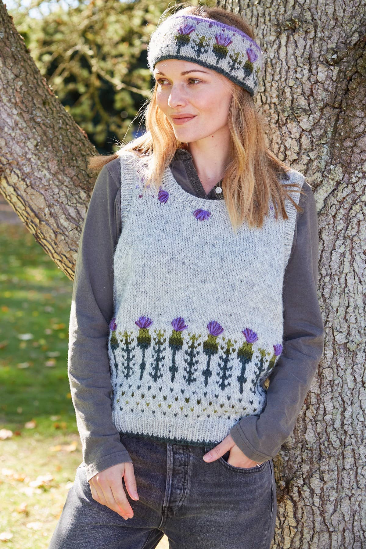 Wildflower - Thistle Knit Vest – Hand Embroidered Wool