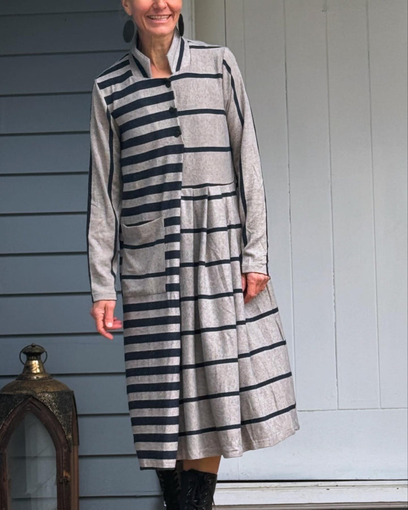 Kokomarina ‘Takea’ Dress Stripe - Navy & Beige