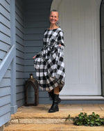 Winter Cotton Flannel Dress - Black Check