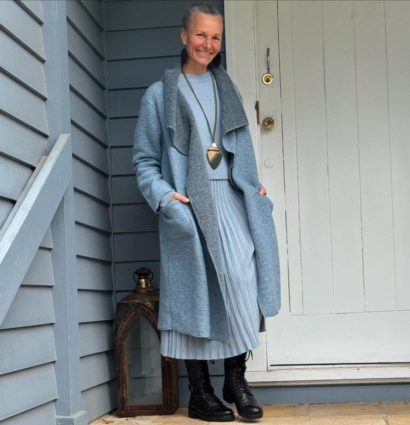 Ecolena Italian 80% Boiled Wool Long Coat - One Size Fits 10-18 - Various Colours
