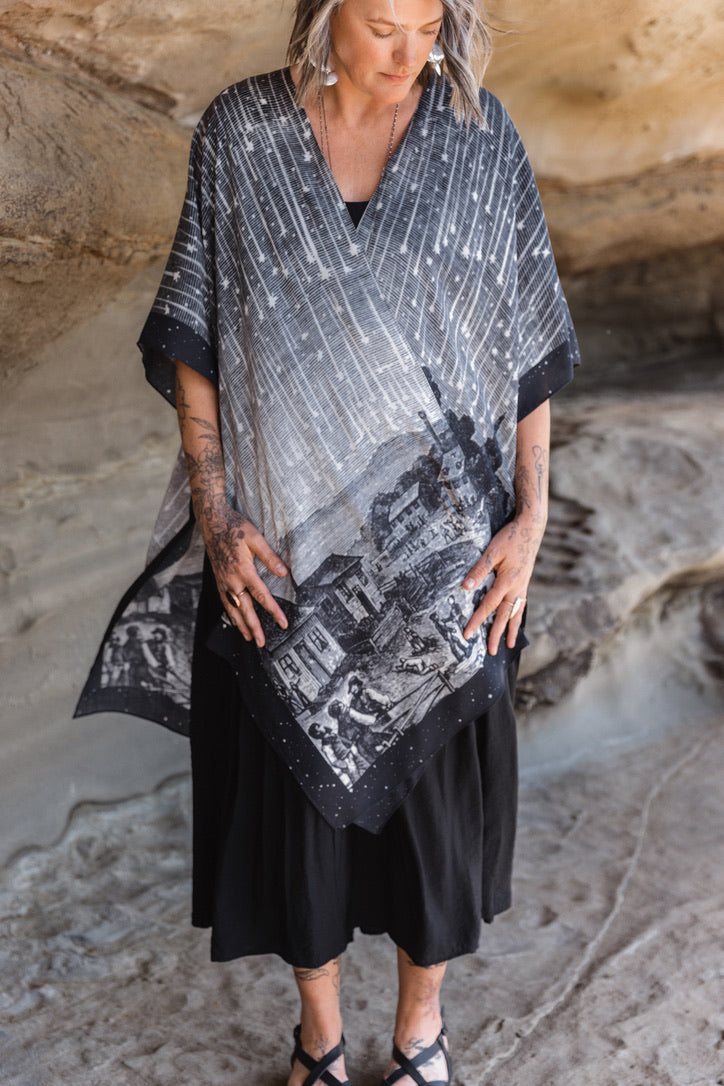 Market Of Stars - The Stargazer - Bohemian Goddess Starduster Kimono - Celestial Print