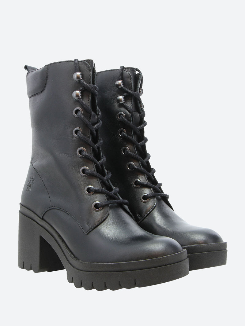 Fly London 'Tiel' Lace Up Leather Ankle Boots - Black