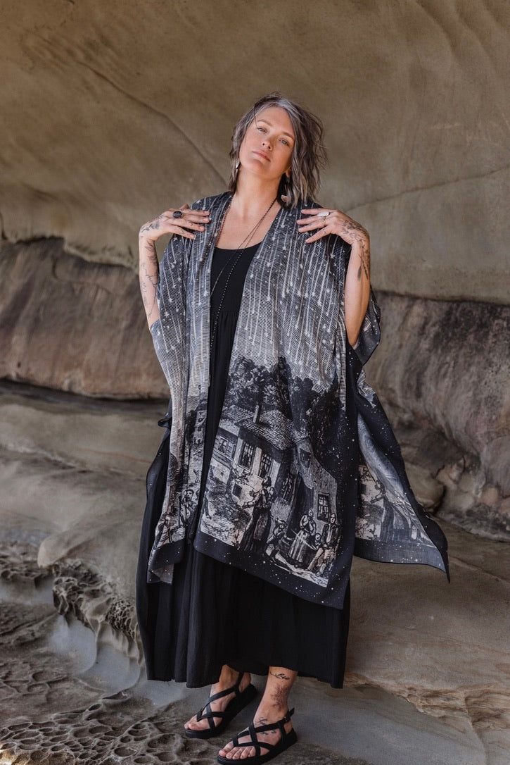 Market Of Stars - The Stargazer - Bohemian Goddess Starduster Kimono - Celestial Print