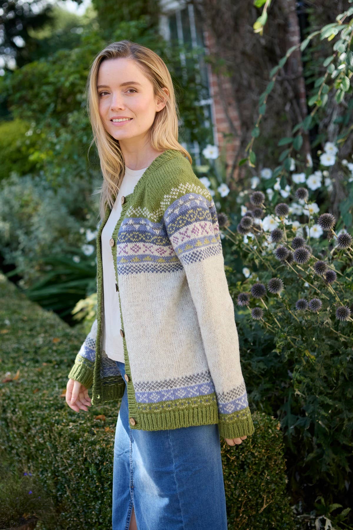 Highland - Olive Cardigan – Fair Isle Wool Knit