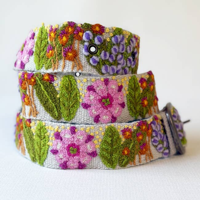 Jenny Krauss - Hand Embroidered Wool Belt - Freshwater Floral