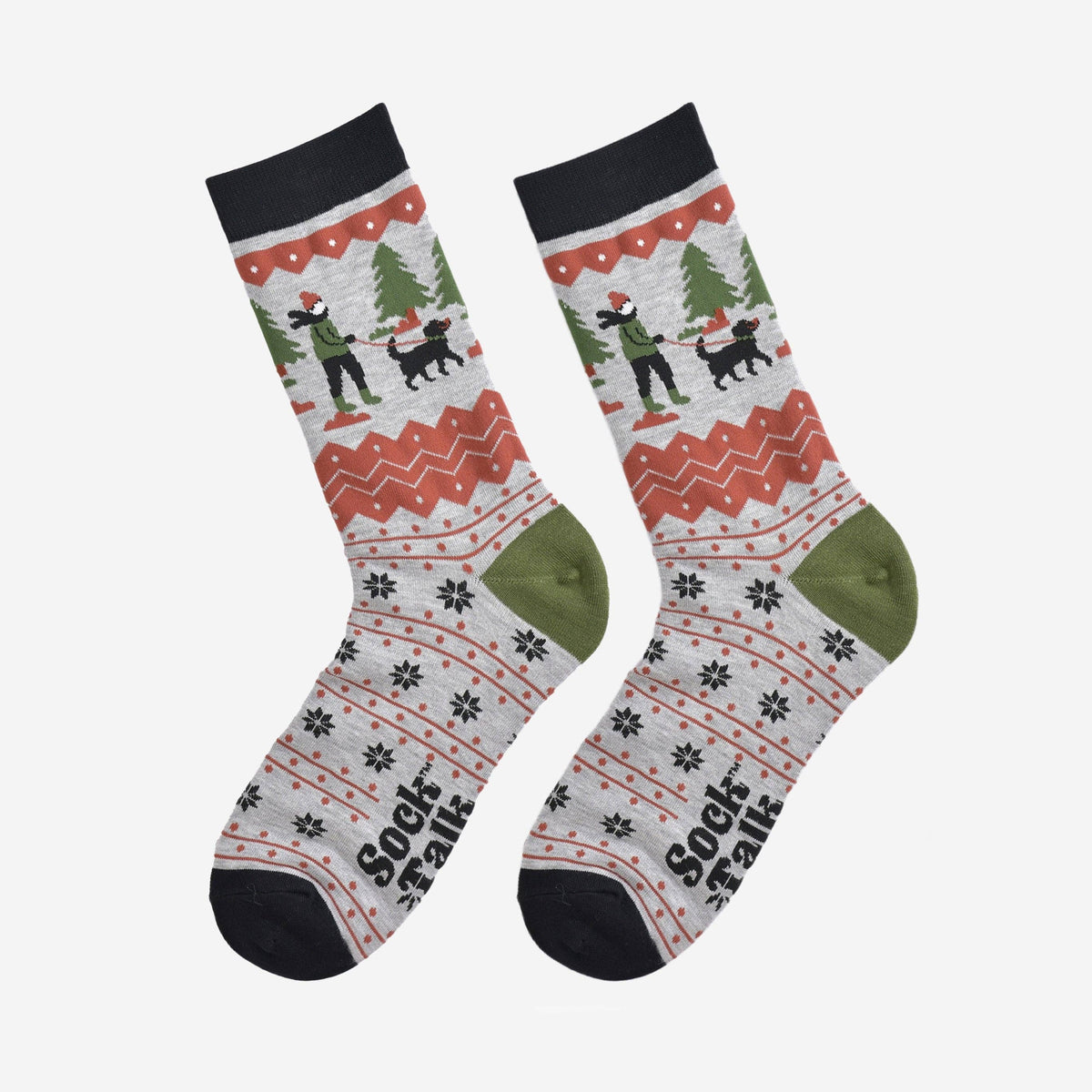 Men's Bamboo Socks - Grey/Green, Man and His Dog