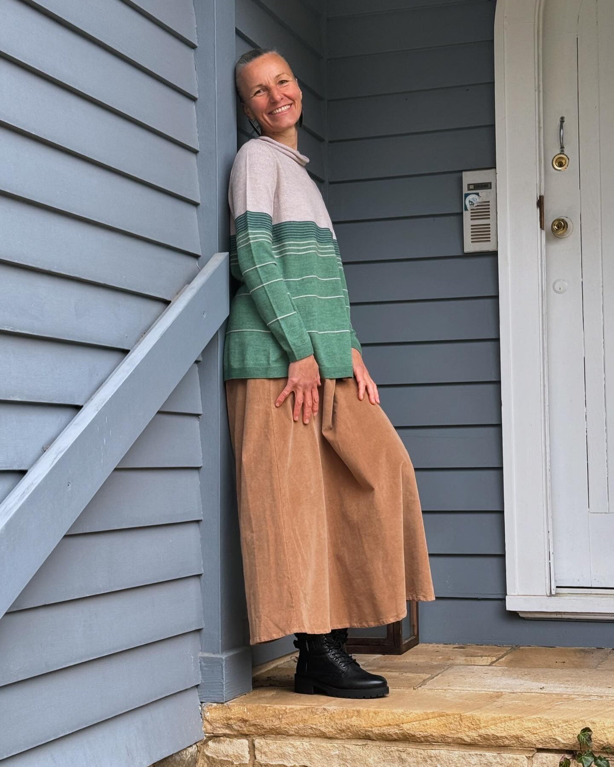 Royal Merino Stripe Sweater - Sage
