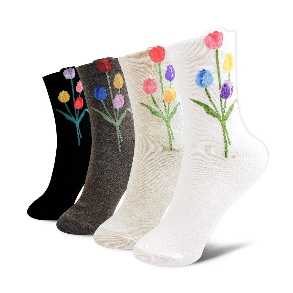 Women's Crew Tulip Flower Socks