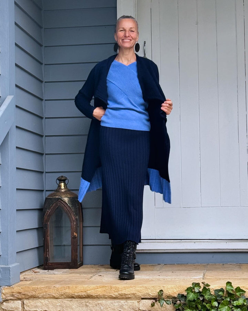 Royal Merino Rib Coat - Light Navy - LAST - Size S