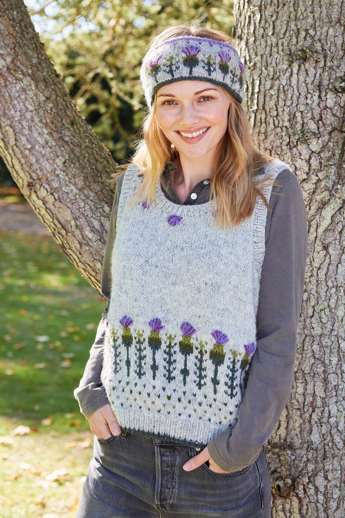 Wildflower - Thistle Knit Vest – Hand Embroidered Wool
