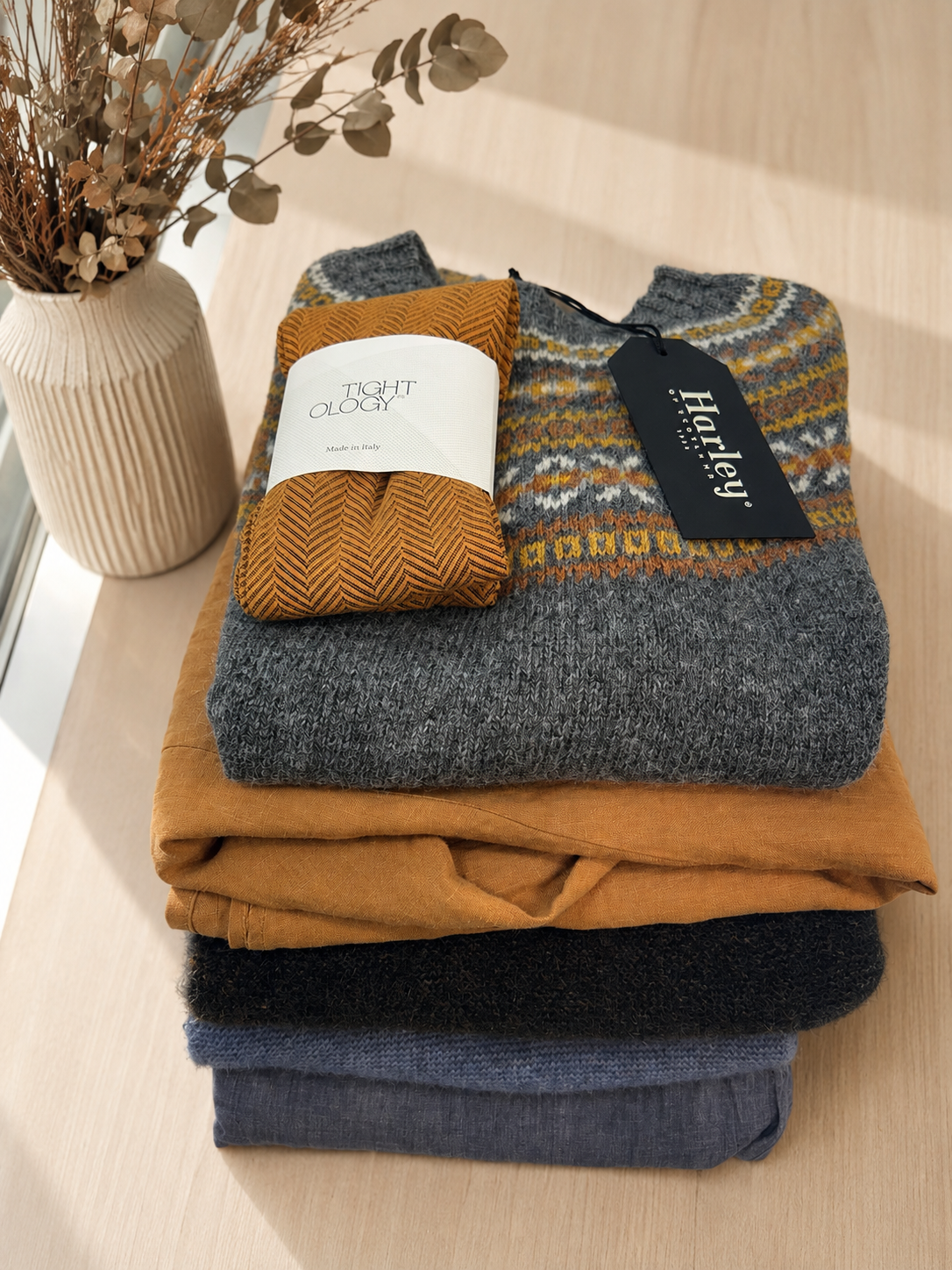 Harley of Scotland - Fair Isle Nep Crew Cardigan - Hoy