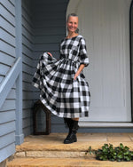 Winter Cotton Flannel Dress - Black Check