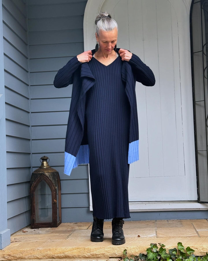 Royal Merino Rib Coat - Light Navy - LAST - Size S