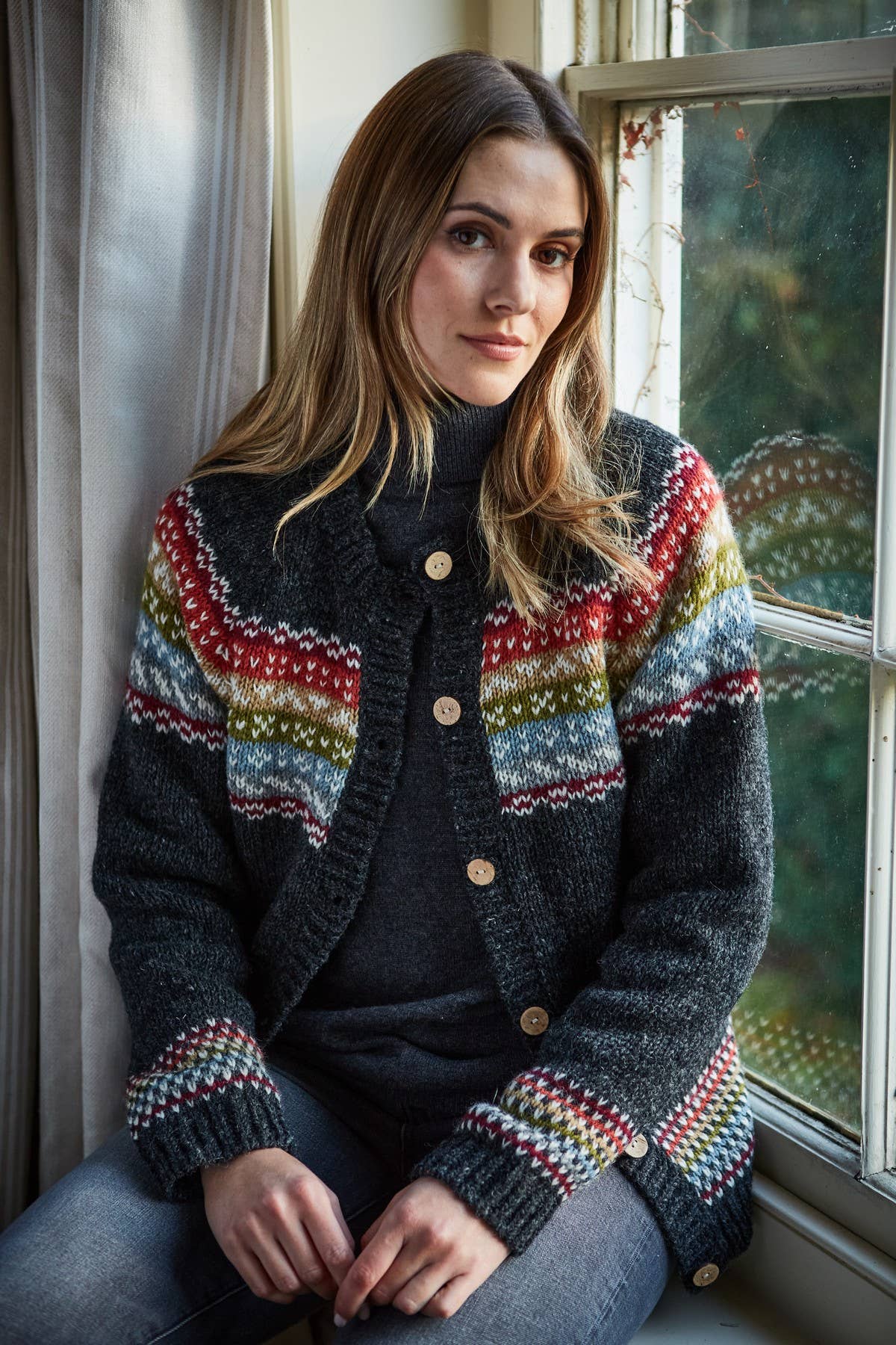 Helmsdale – Hand Knitted Fair Isle Wool Button Cardigan