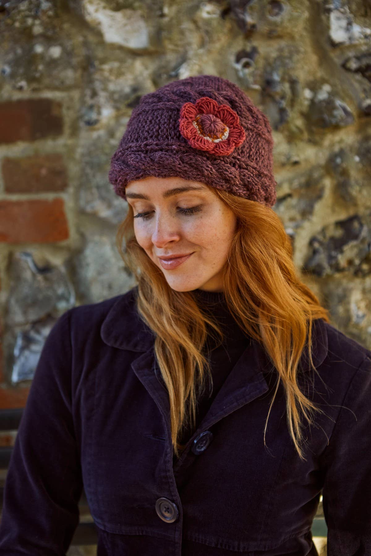 Sorrento Flower Beanie - Plum