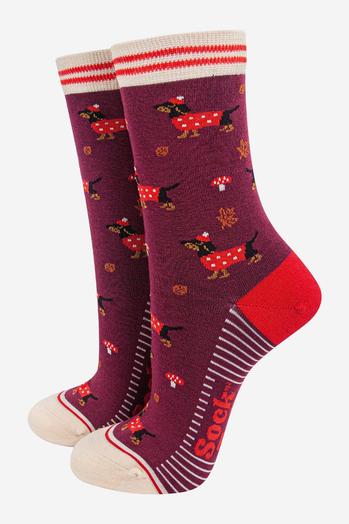 Women's Bamboo Ankle Socks Gift Set Trio - Autumn Sausage Dog