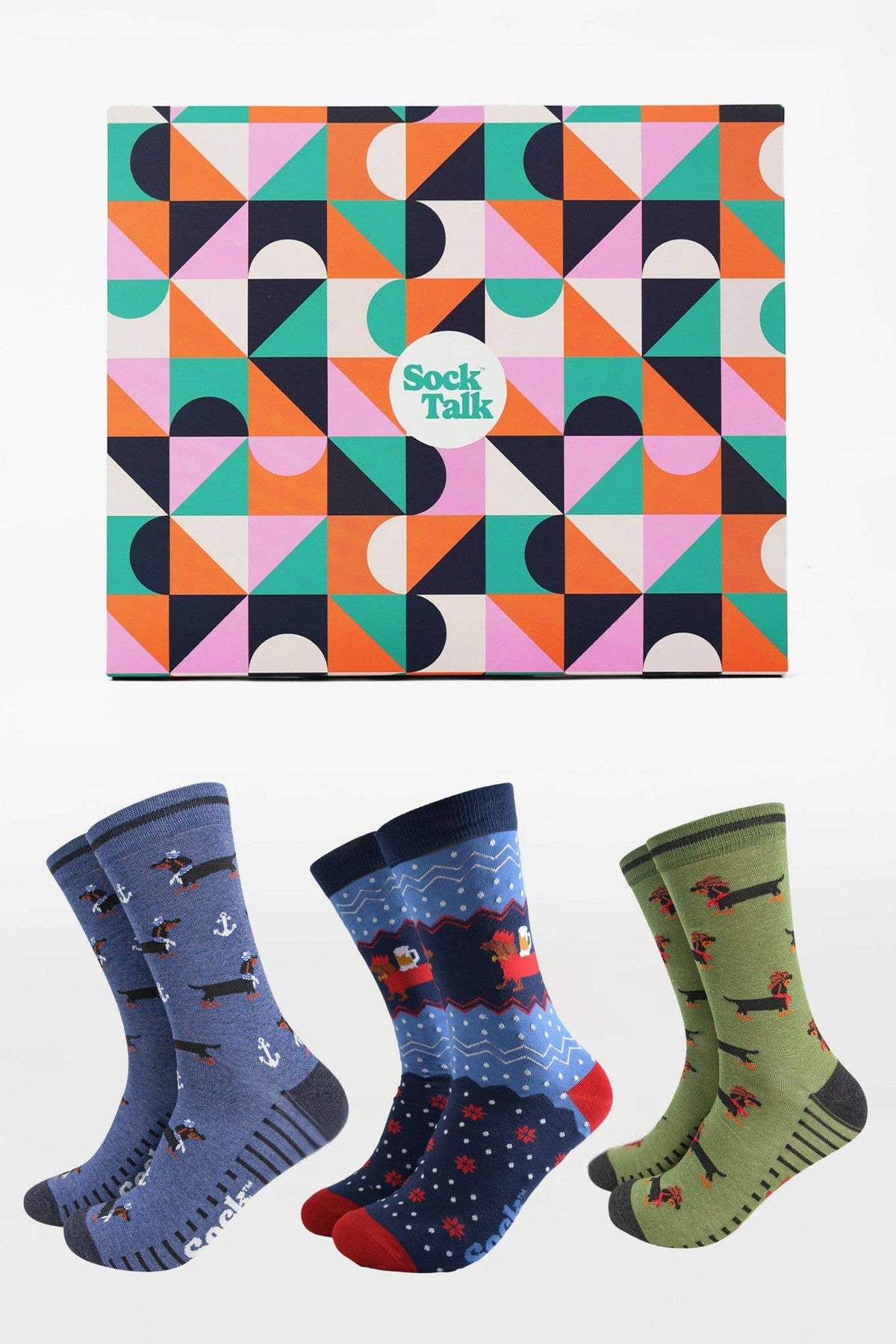 Men's Bamboo Crew Socks Trio Gift Set - Sausage Dog Adventures