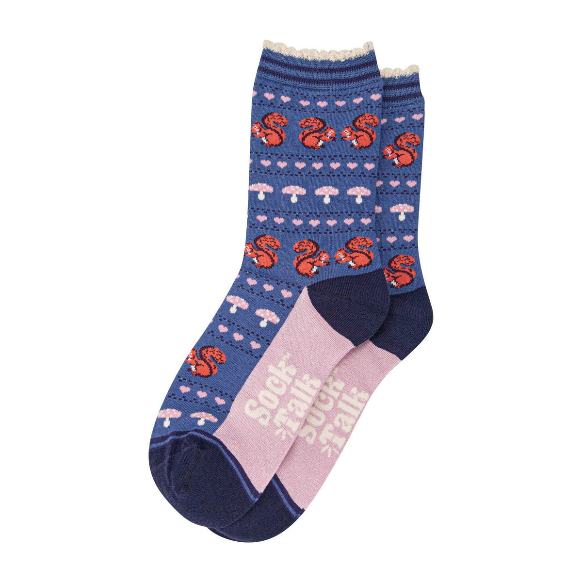 Women's Bamboo Socks - Denim Blue/Navy -Squirrel Fair Isle