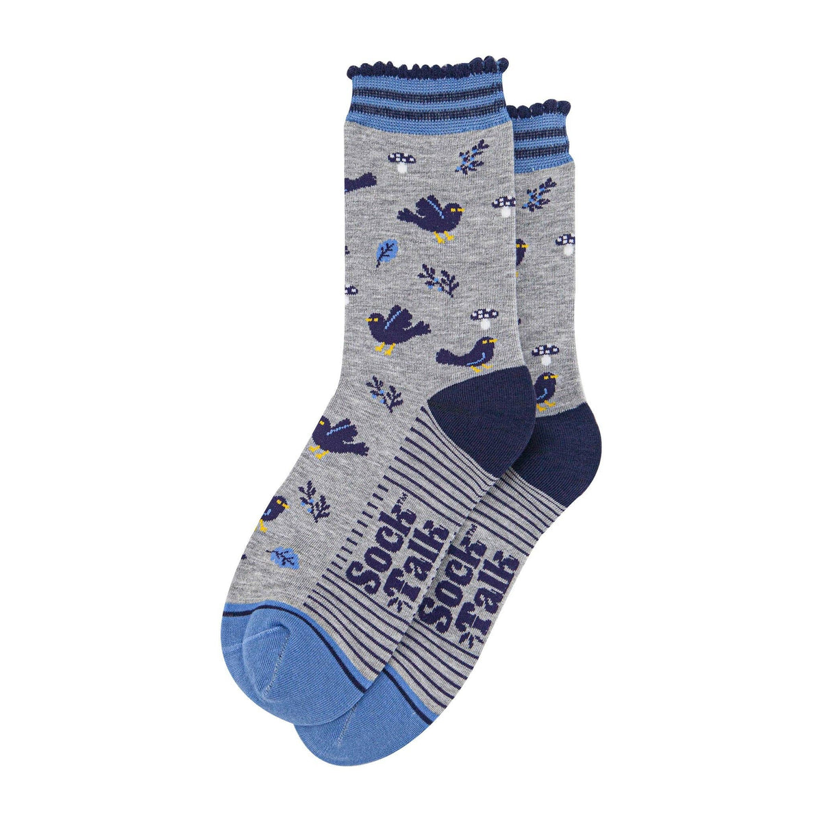 Women's Bamboo Socks - Light Grey/Denim Blue, Blackbirds