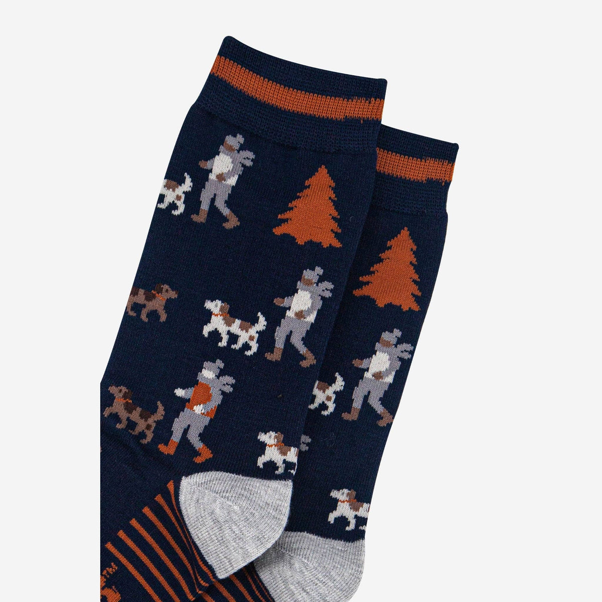 Men's Bamboo Socks - Navy Blue/Light Grey, Man and his Dog