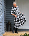 Winter Cotton Flannel Dress - Black Check