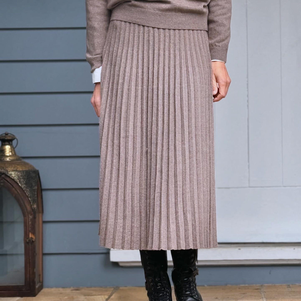 Italian ‘Rehana’ Cashmere Merino Mix Pleated Skirt - Various Colours
