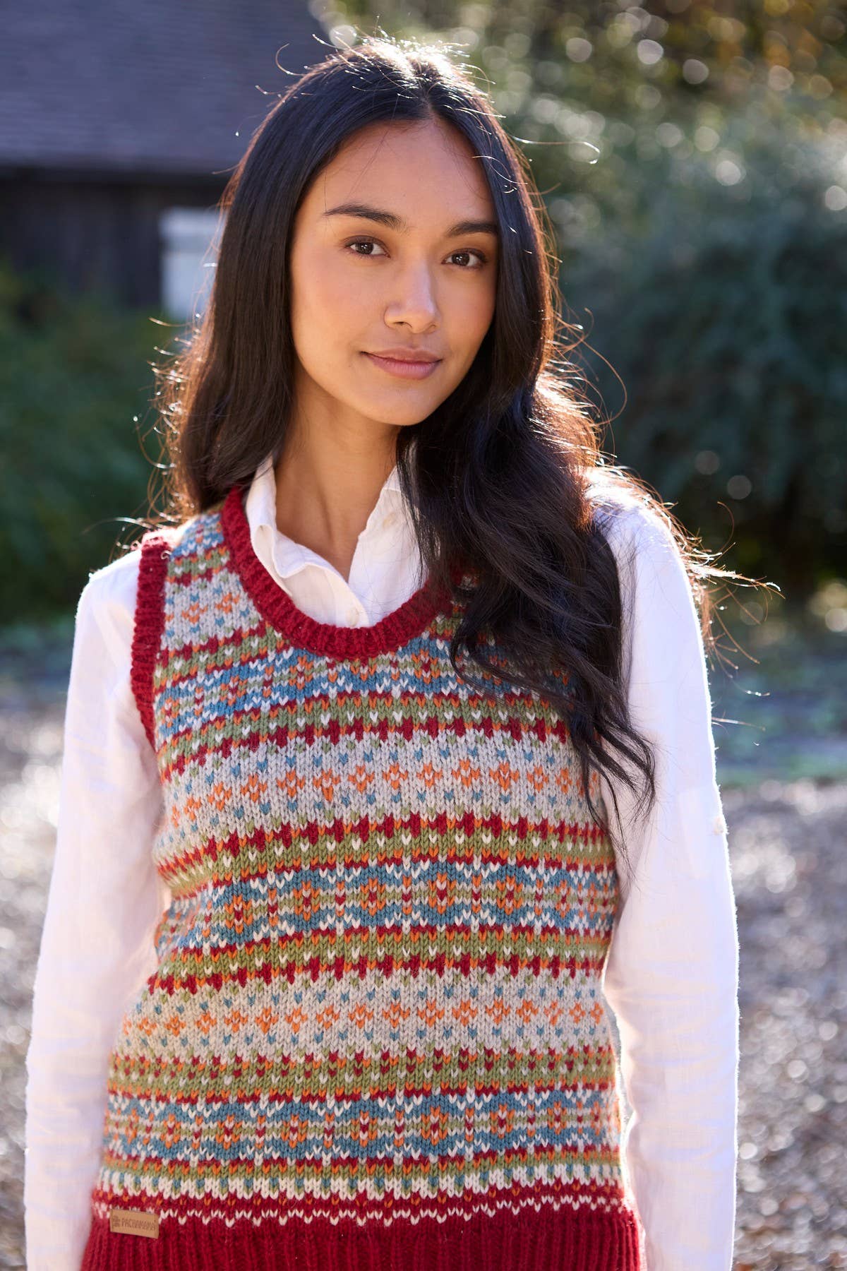 Iona Wool Fair Isle Knit Sleeveless Vest - Burgundy